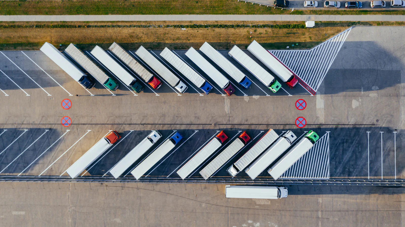 Fleet of transport trucks