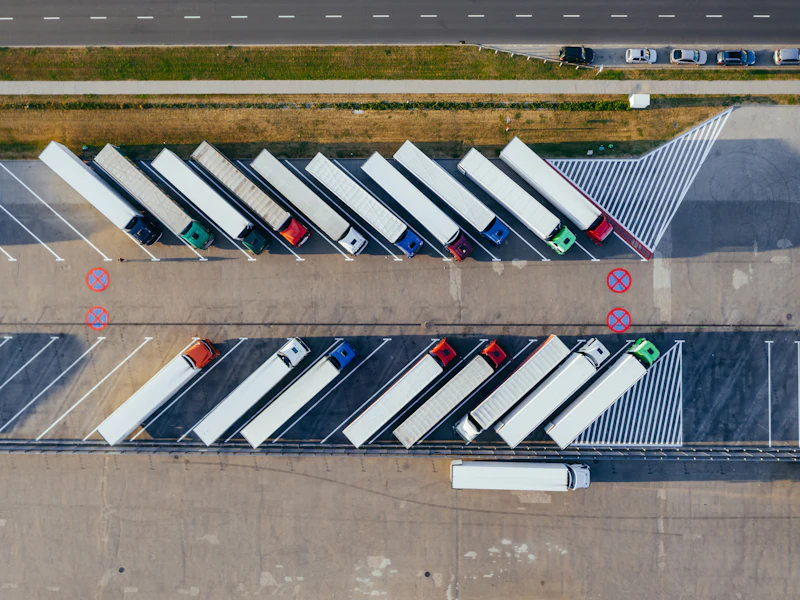 Fleet of transport trucks