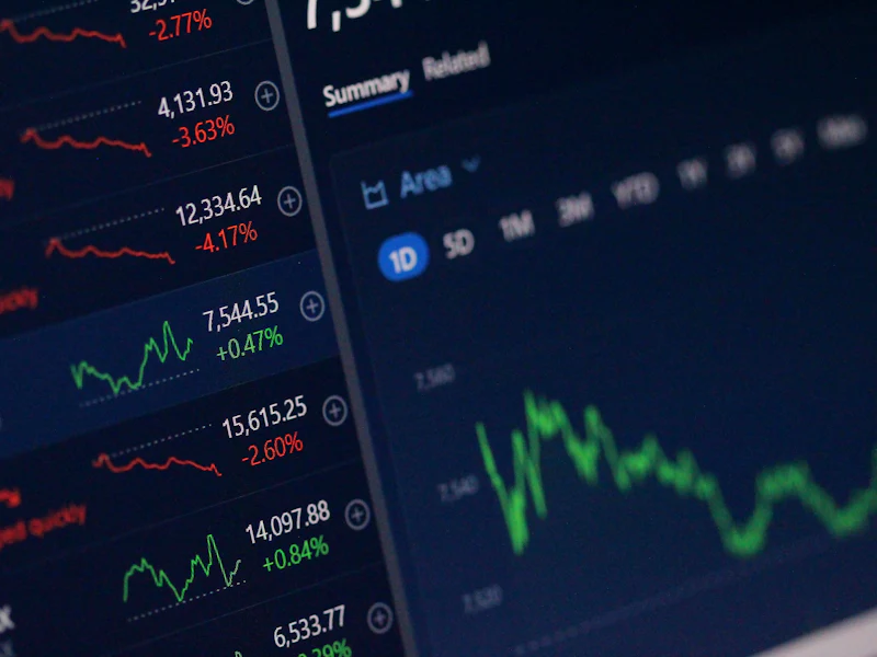 Financial dashboard on screen