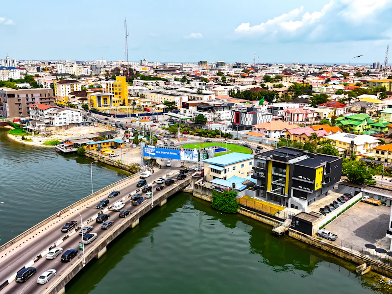 Aerial view of a growing city
